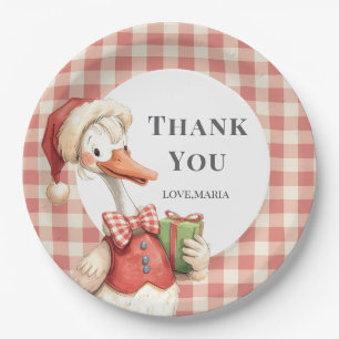 Winter Red Christmas Silly Goose 1st birthday Paper Plate