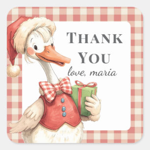 Winter Red Christmas Silly Goose 1st birthday Square Sticker