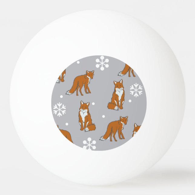 Winter Red Foxes Pattern Ping Pong Ball (Back)