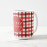 Winter Red Gingham Plaid Chequered Pattern Coffee Mug<br><div class="desc">This Christmas classic winter gingham plaid farmhouse style showcases a geometric pattern of neutral and red squares, creating a chequered design. This timeless and versatile pattern is beloved for its simplicity and ability to evoke a sense of charm and nostalgia. It's a popular choice in holidays festive fashion and home...</div>