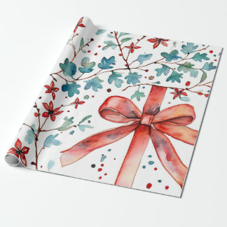 Winter Red Glow Ornament Wrap Wrapping Paper