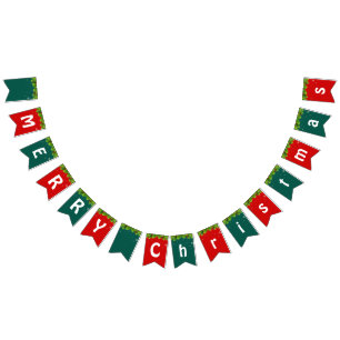 Winter RED GREEN MERRY Christmas party Bunting