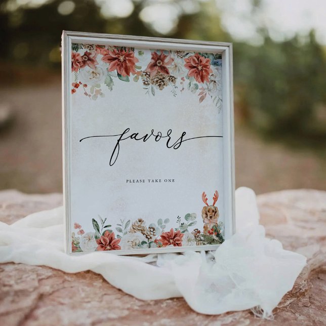 Winter Red Greenery Pinecone Favours Sign (Creator Uploaded)