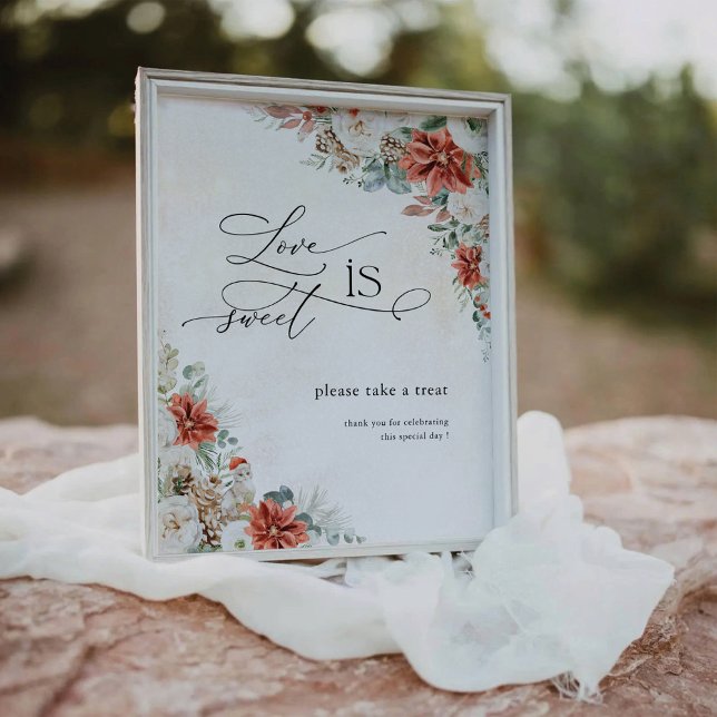 Winter Red Greenery Pinecone Love Is Sweet Sign (Creator Uploaded)