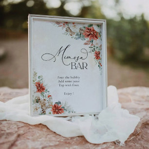 Winter Red Greenery Pinecone Mimosa Bar Sign