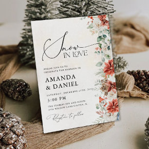 Winter Red Greenery Pinecone Wedding Invitation