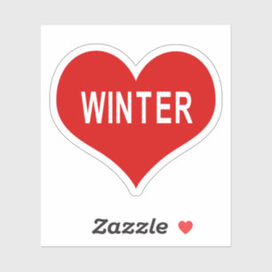 WINTER Red Love Heart Vinyl Sticker