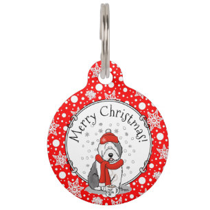 Winter (Red) Old English Sheepdog (Grey 1) Cute Pet Tag