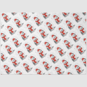 Winter (Red) Old English Sheepdog (Grey 1) Cute Tissue Paper