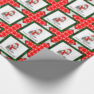 Winter (Red) Old English Sheepdog Grey 1 Holiday Wrapping Paper