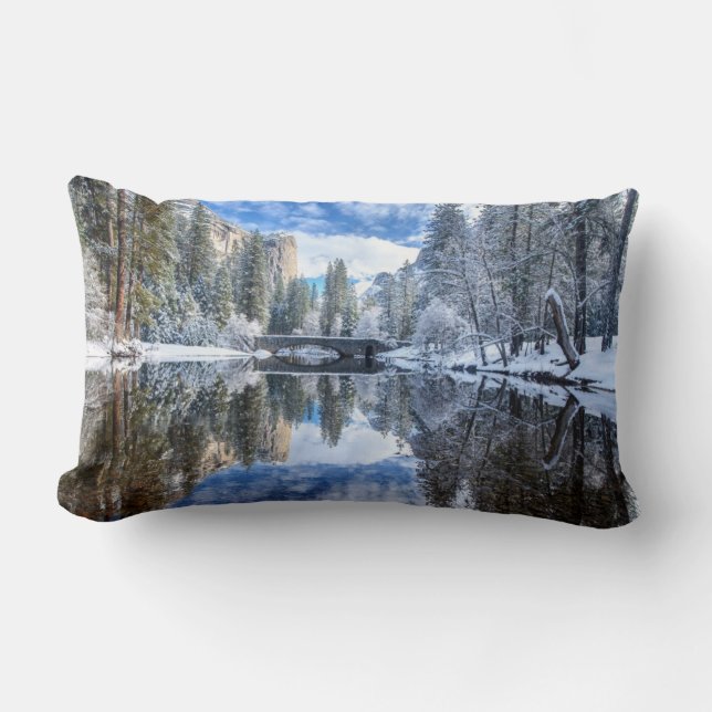 Winter Reflection at Yosemite Lumbar Cushion (Front)