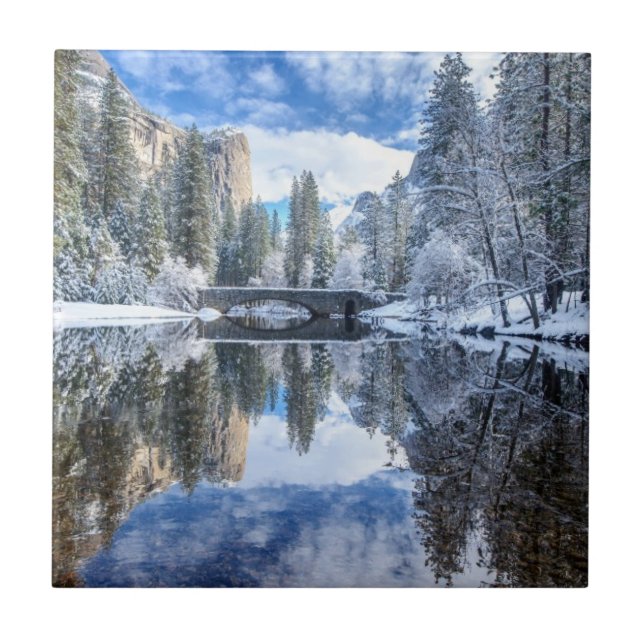 Winter Reflection at Yosemite Tile (Front)