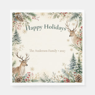 Winter Reindeer Holiday Lunch Napkins