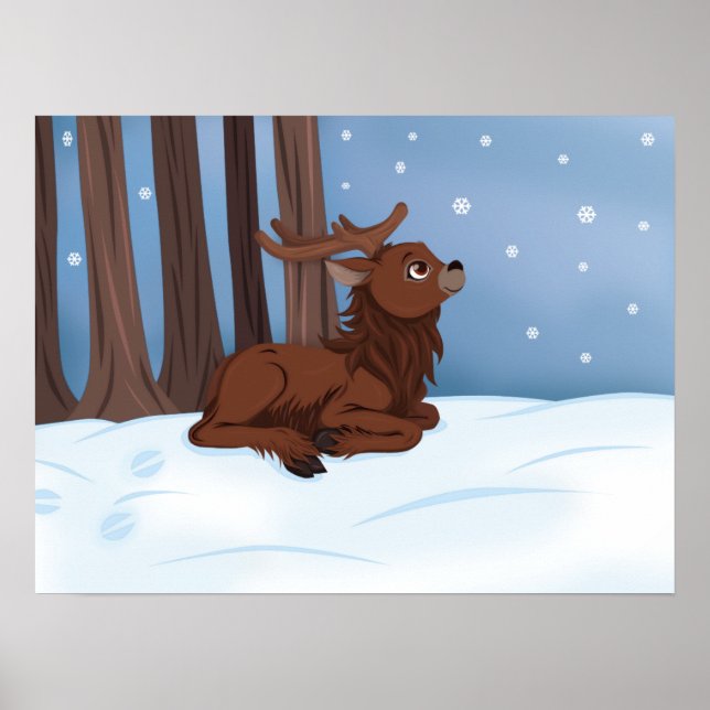 Winter Reindeer Poster (Front)