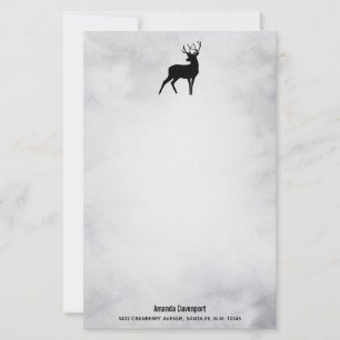 Winter Reindeer Rustic Grey Watercolor Stationery