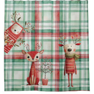 Winter reindeer shower curtain
