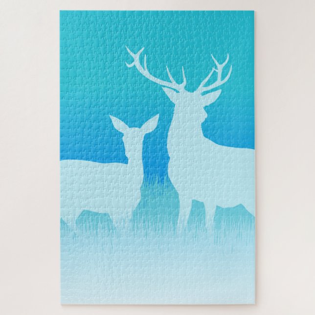 Winter Reindeer Silhouette Jigsaw Puzzle (Vertical)