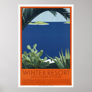 Winter Resort Yugoslavia Riviera Vintage Poster