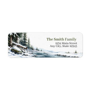 Winter Return Address Labels Snowy Forest Custom