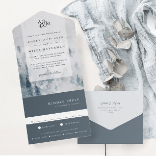 Winter Reverie Monogram Wedding All In One Invitation