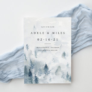 Winter Reverie   Watercolor Forest Save the Date