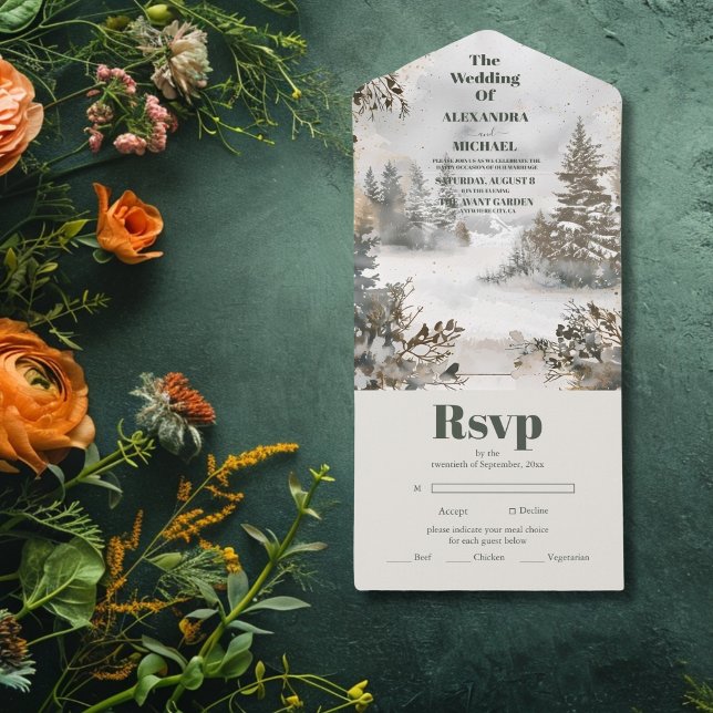 Winter Reverie Wedding All In One Invitation (Creator Uploaded)
