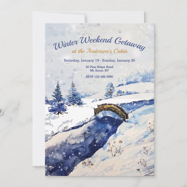 Winter River Bridge Invitation (Front)