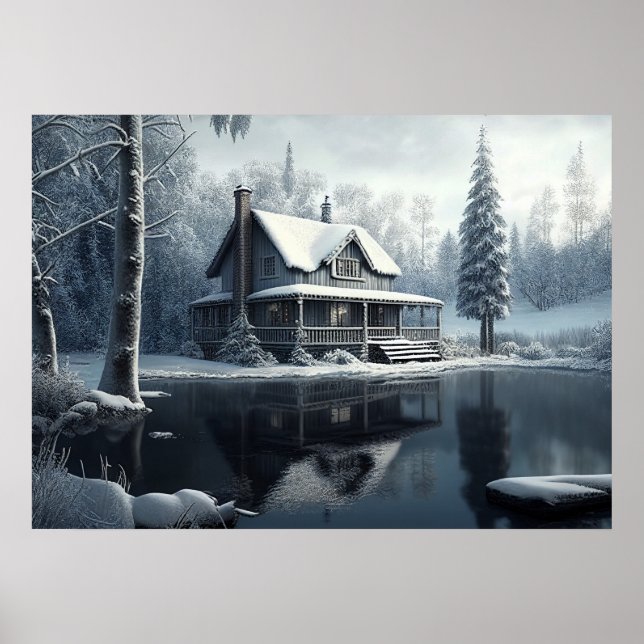 Winter River Landscape Poster (Front)