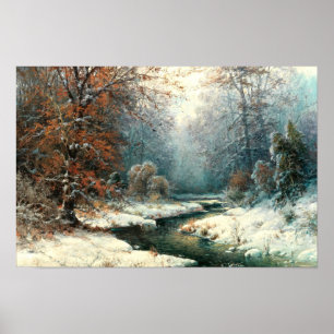 Winter River Landscape Poster