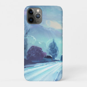 Winter Road at Dusk with Bare Trees iPhone 11 Pro Case