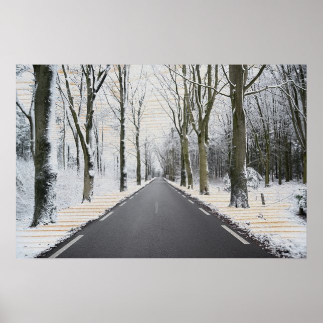 Winter Road Wooden Poster (Front)
