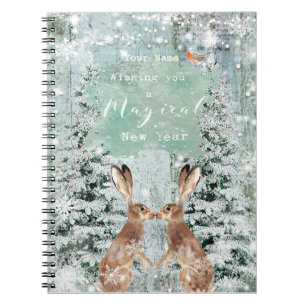 winter robin hare new year holiday notebook