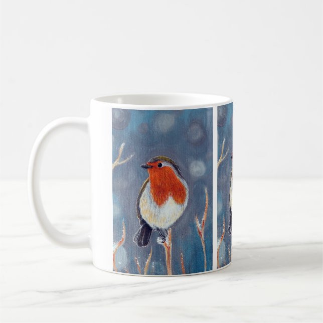 Winter Robin Painting Coffee Mug (Left)