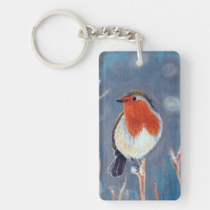 Winter Robin Painting Key Ring