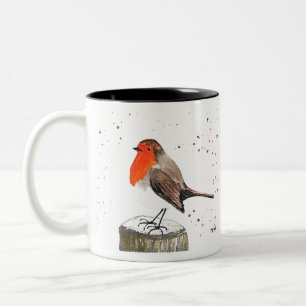 Winter robin Two-Tone coffee mug