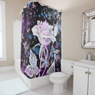Winter Rose and Butterflies - Beautiful - Shower Curtain