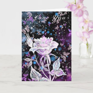 Winter Rose and Butterflies Valentine's Day Card