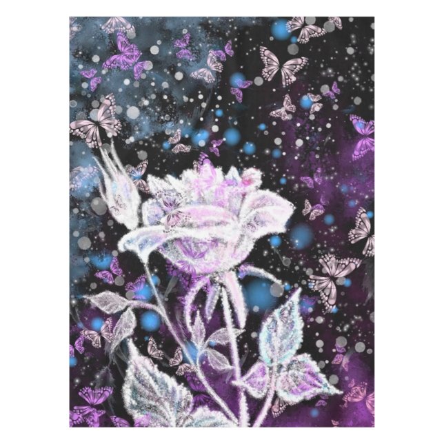 Winter Rose and Butterfly Tablecloth (Front)