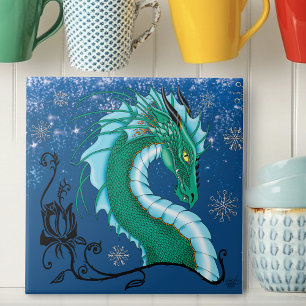 Winter Rose Dragon Ceramic Tile