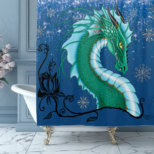 Winter Rose Dragon Shower Curtain