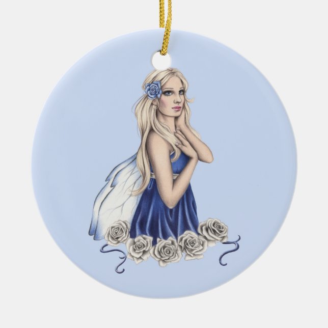 Winter Rose Fairy Ornament (Front)