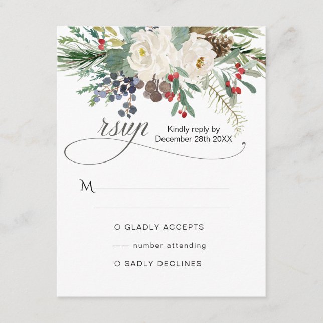 Winter Rose Pinery 2 RSVP Enclosure Card (Front)