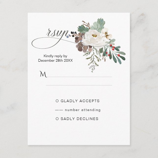 Winter Rose Pinery RSVP Enclosure Card (Front)