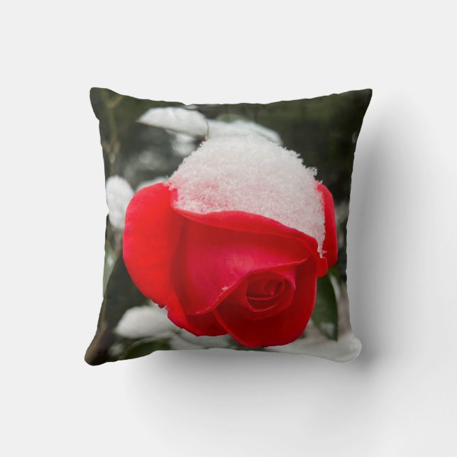 Winter Rose Throw Pillow  (Back)