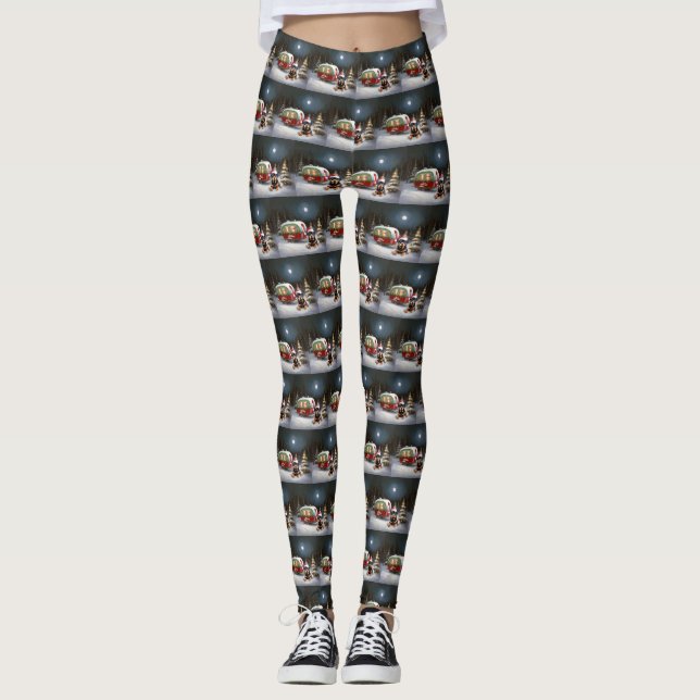 Winter Rottweiler Caravan Christmas Adventure Leggings (Front)
