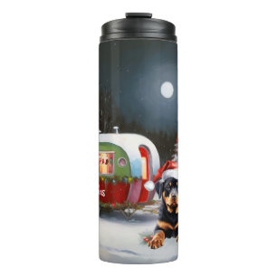 Winter Rottweiler Caravan Christmas Adventure Thermal Tumbler