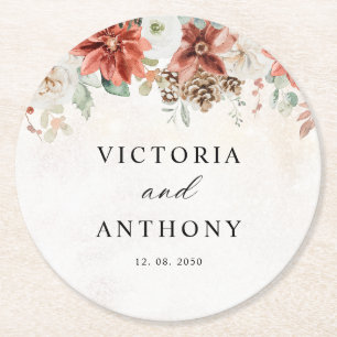 Winter Round Wedding Coaster