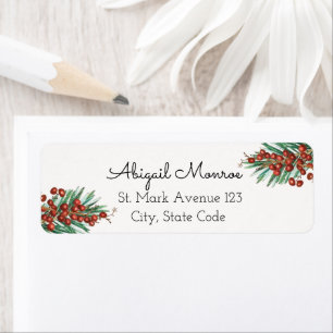 Winter Rowan berries Christmas Return Address Label