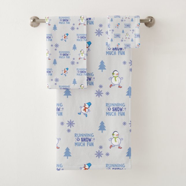 Winter Running - Snowman Christmas Tree Bath Towel Set (Insitu)