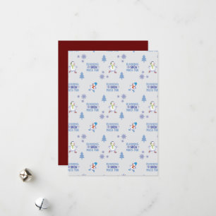 Winter Running - Snowman Christmas Tree Holiday Card